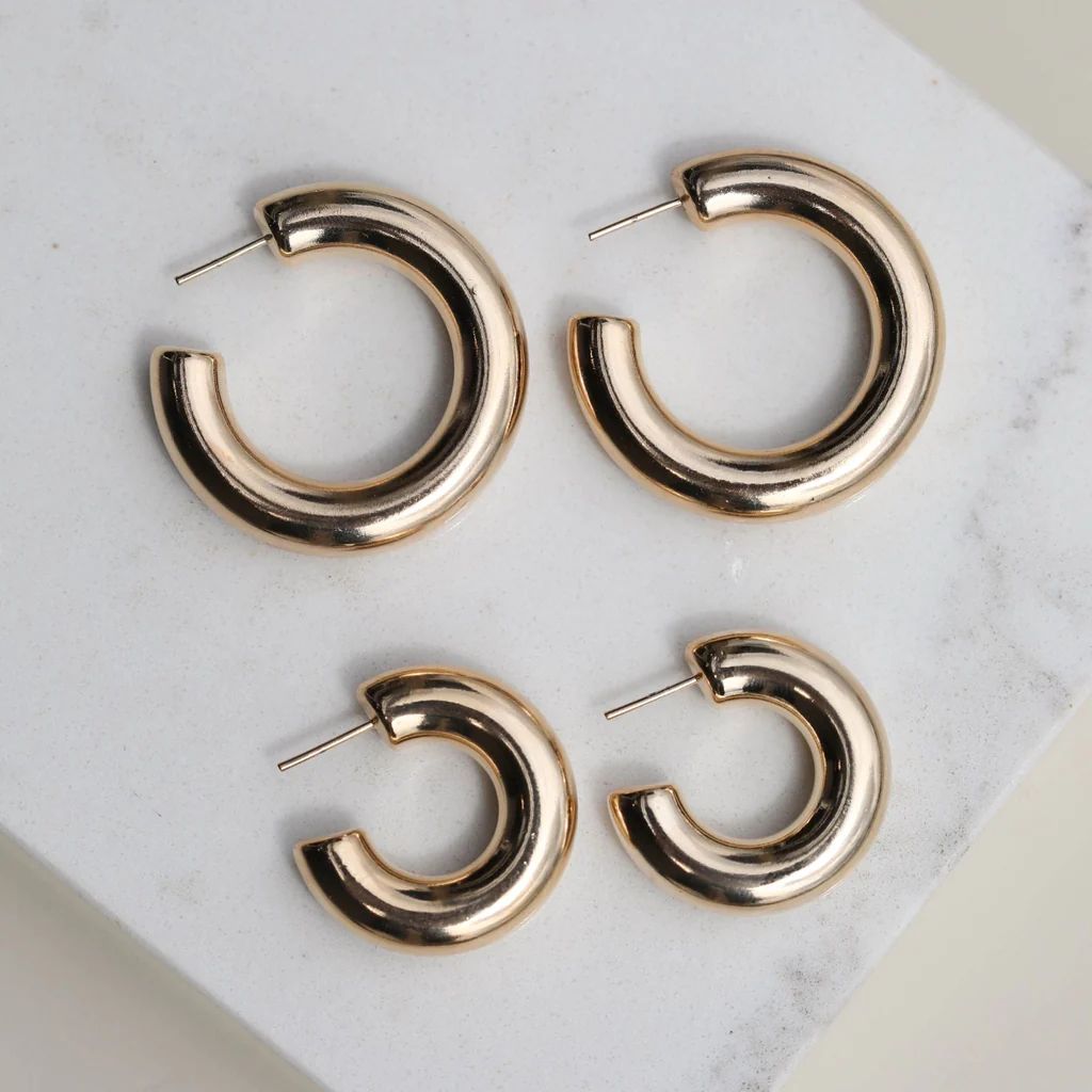 Gold Donut Hoops | Nickel and Suede