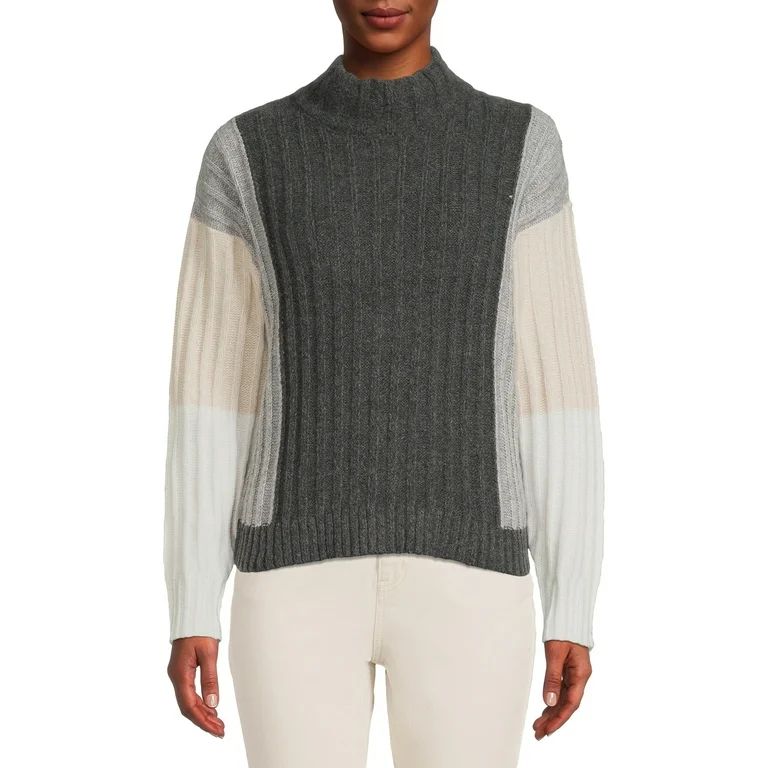 Time and Tru Women's Ribbed Mock Neck Sweater Sweater - Walmart.com | Walmart (US)