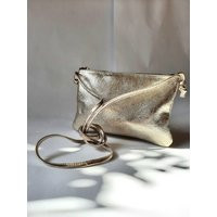 Gold Crossbody Bag With, Mini Leather Bag, Simple Small Clutch Silver Pouch, Dark Phone Case | Etsy (US)