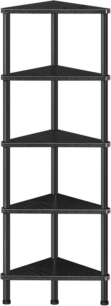 HOOBRO Corner Shelf, Industrial 5-Tier Wall Corner Bookshelf with Metal Frame, Corner Shelf Stand... | Amazon (US)