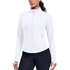 PINSPARK Women's Cropped Workout Jacket Lightweight Full Zip Running Jacket Comfy Slim Fit Athlet... | Amazon (US)