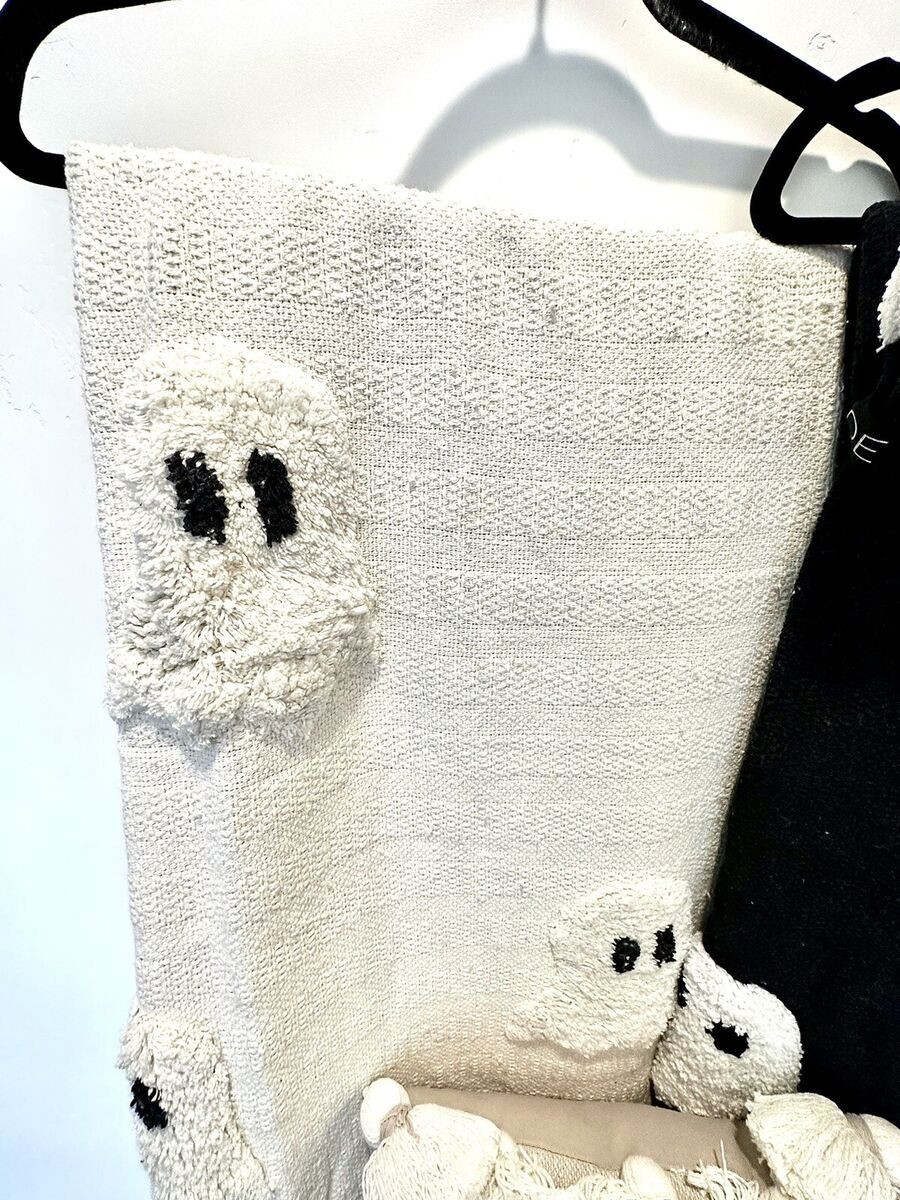 NWT Rachel Zoe Blankets Pillows GHOST 50 x 60  PASTEL BLACK WHITE TIK TOK TASSEL  | eBay | eBay US