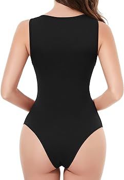 SIMIYA Women's Bodysuit Fit Sexy Body Suits Women Clothing, Sleeveless Crew Neck Tank Tops with S... | Amazon (US)