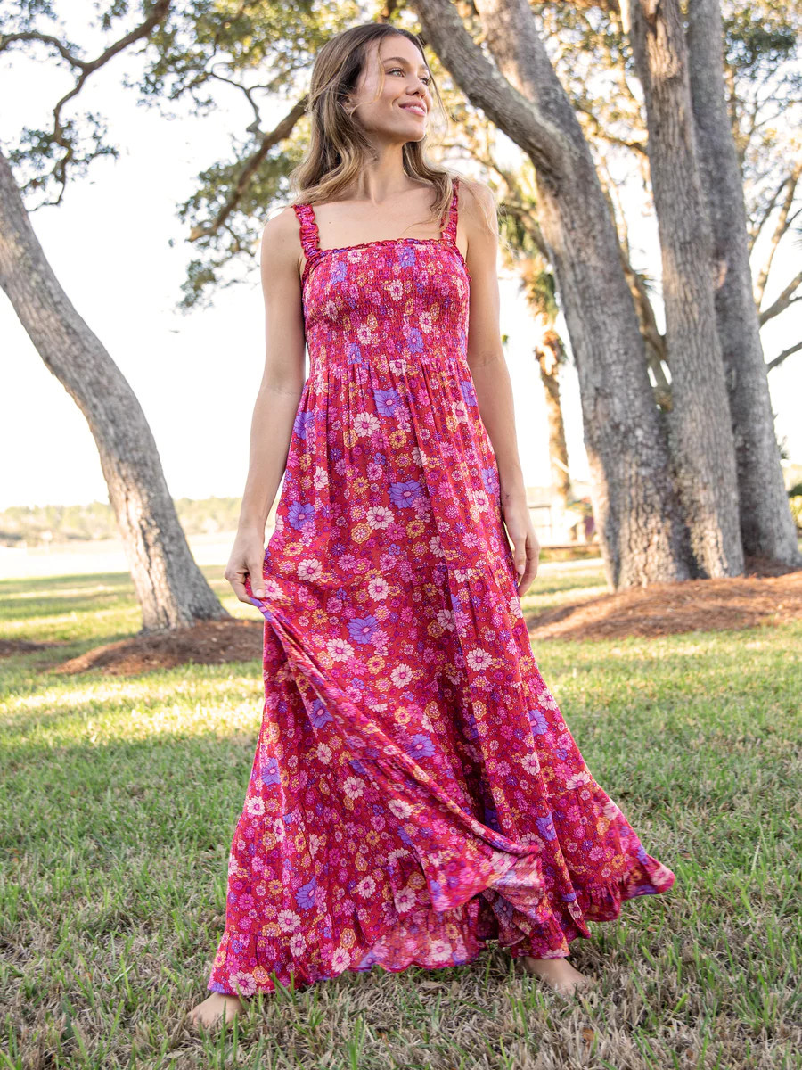 Darcy Maxi Dress - Pink Retro Floral | Natural Life