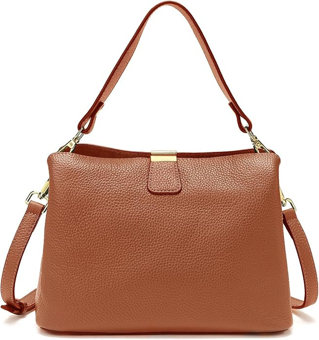 Small Women Genuine Leather Bucket Shoulder Bag Soft Crossbody Purses for Lady Handbag | Amazon (US)