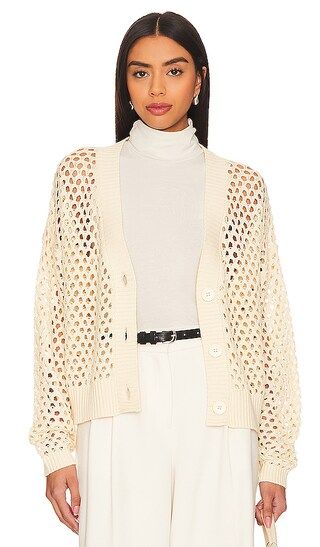Abi Open Knit Cardigan in Natural | Revolve Clothing (Global)