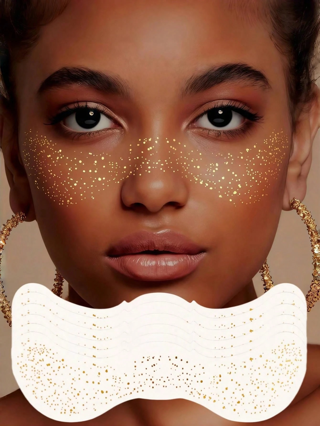 6 Sheets Gold Freckles Glitter Freckles Gold Sparkle Freckles For Women Glitter Freckles Face Tattoo Waterproof Suitable For Dance Music Party Makeup | SHEIN