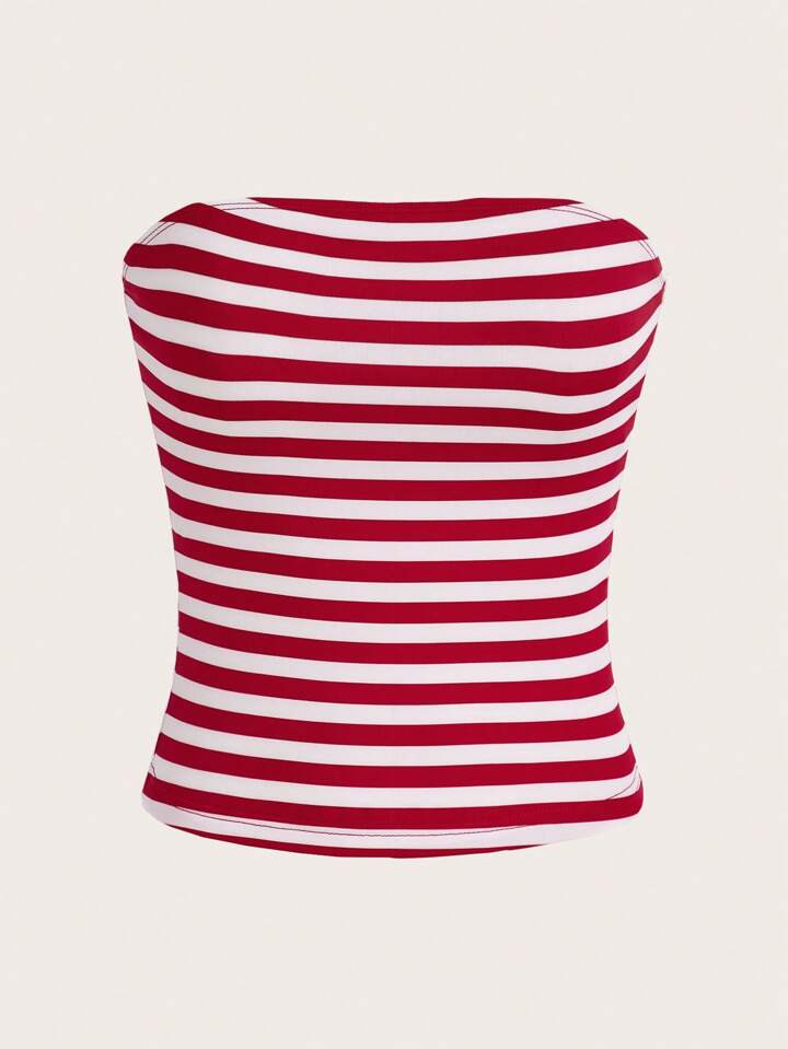 SHEIN EZwear Striped Print Tube Top | SHEIN