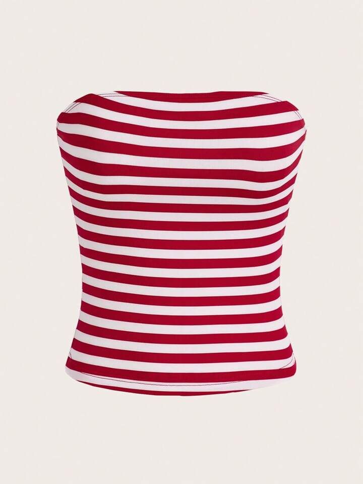 SHEIN EZwear Striped Print Tube Top | SHEIN