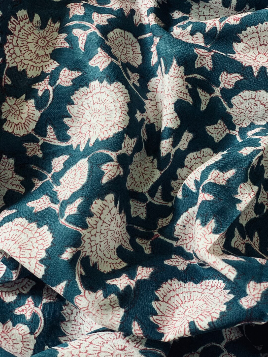 Cerulean Hand block print, floral print, soft cotton fabric, Fabric modern floral fabric Indian p... | Etsy (CAD)