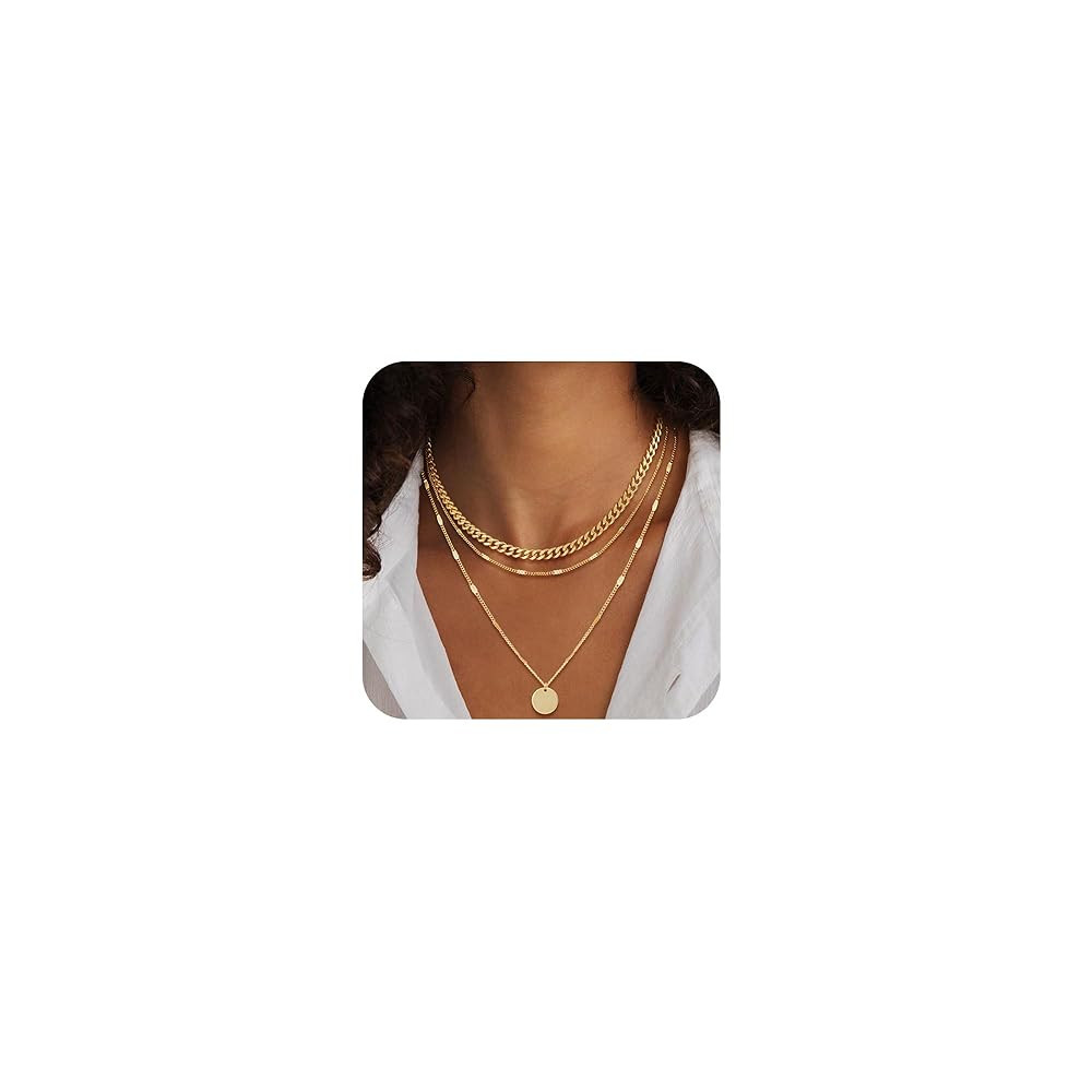 Gold/Silver Necklaces Stack For Women,14K Gold/Sterling Silver Plated Simple Layered Choker Neckl... | Amazon (US)