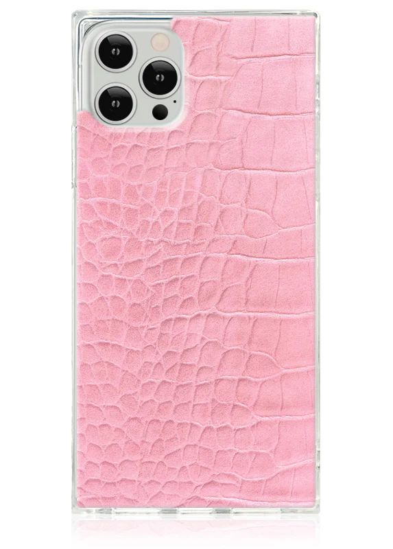 Pink Crocodile Faux Leather SQUARE iPhone Case | FLAUNT