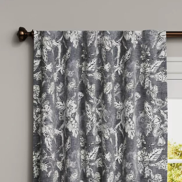 1pc Blackout Stamped Floral Window Curtain Panel - Threshold™ | Target