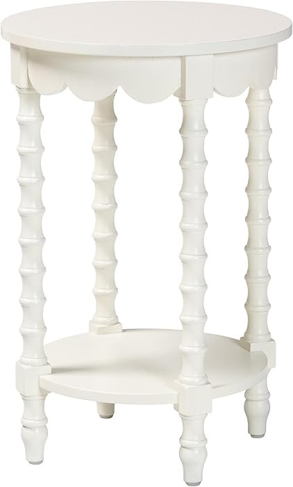 Baxton Studio Sally Round Nightstand with Bamboo Inspired Legs - Scalloped Bedroom Side Table wit... | Amazon (US)