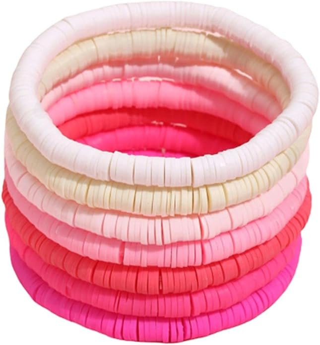 Surfer Clay Bead Bracelets Elastic Colorful Polymer Beaded Stackable Stretch Bracelet Bohemia Aes... | Amazon (US)