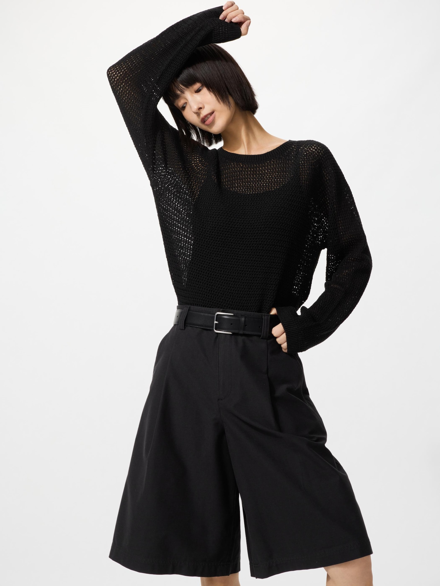 Women's 3D Knit Mesh Sweater Black 2XL UNIQLO US | UNIQLO (US)