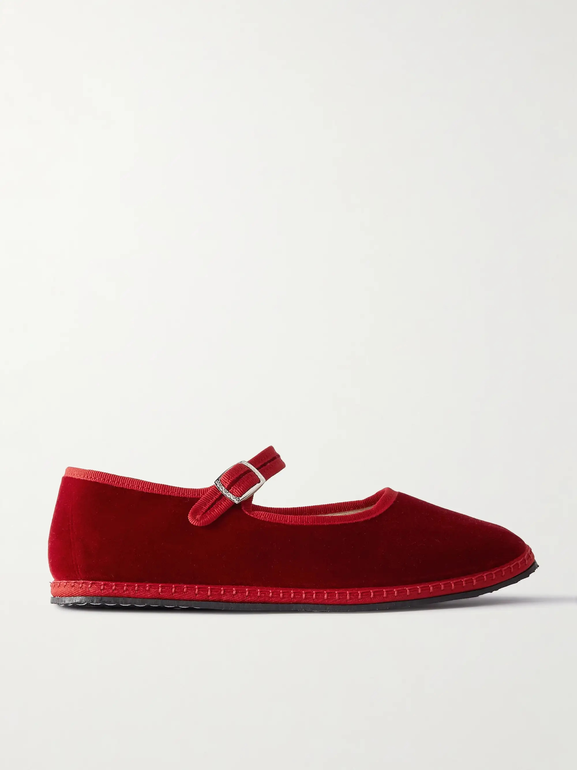 Grosgrain-trimmed velvet Mary Jane slippers | NET-A-PORTER (US)