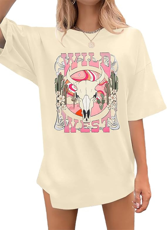 Western Shirts Women Wild West T Shirt Rodeo Cowgirl Outfits Oversized Country Music Concert Shir... | Amazon (US)