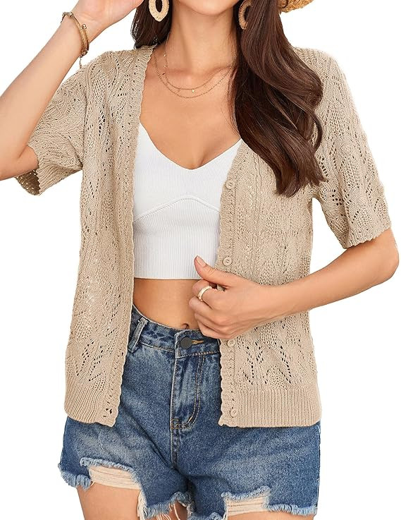 GRACE KARIN 2026 Women's Short Sleeve V Neck Cardigans Sweaters | Amazon (US)