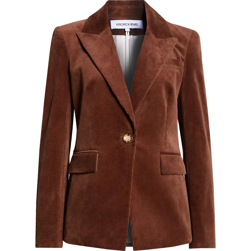 Veronica Beard Reagan Cotton Stretch Corduroy Dickey Jacket in Dark Cocoa at Nordstrom, Size 2 | Nordstrom