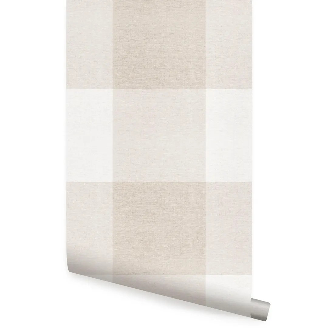 Checkered Look Large Wallpaper, Beige, Wallpaper - Etsy Canada | Etsy (US)