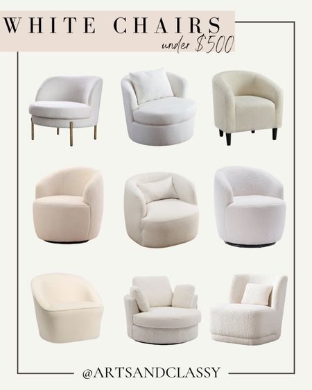Looking for a comfortable and stylish accent chair? Look no further than these modern white accent chairs. They're perfect for any room in your home and they're under $500! So, what are you waiting for? Order yours today! White accent chairs for living room | Modern white accent chair | Comfy white accent chair | White accent chair under $500 | Comfy accent chair | Comfy chairs for bedroom | Comfy white chair | White accent chair | White swivel chair #whitechairs #whiteaccentchairs #whiteswivelchair #cozychair

#LTKsalealert #LTKhome #LTKSeasonal