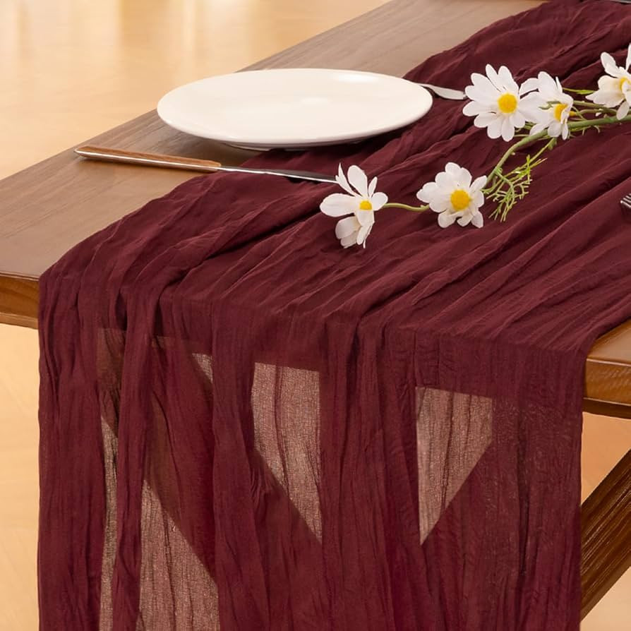 Socomi Burgundy Red Christmas Table Runner Cheesecloth Boho Rustic Gauze 120 inch 10FT Cheese Clo... | Amazon (US)