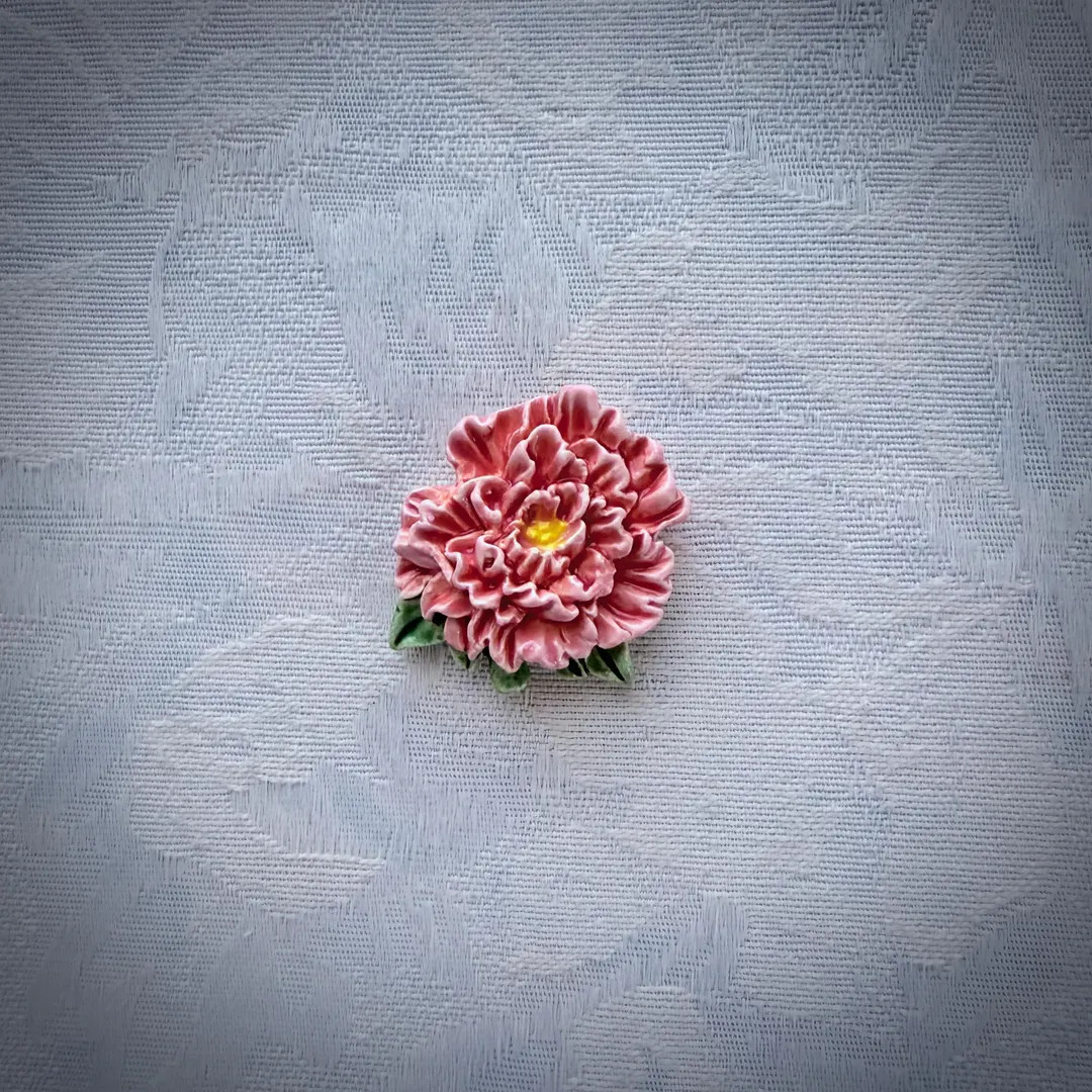 Pink Ceramic Peony, Hand Painted Art Tile, Garden Mosaic Supply | Etsy (US)