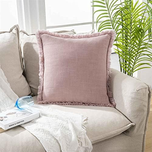 Decor Throw Pillow Cover Set - Decorative Farmhouse 18x18 Inch Pillows Cover Linen Boho Cushion Cove | Amazon (US)