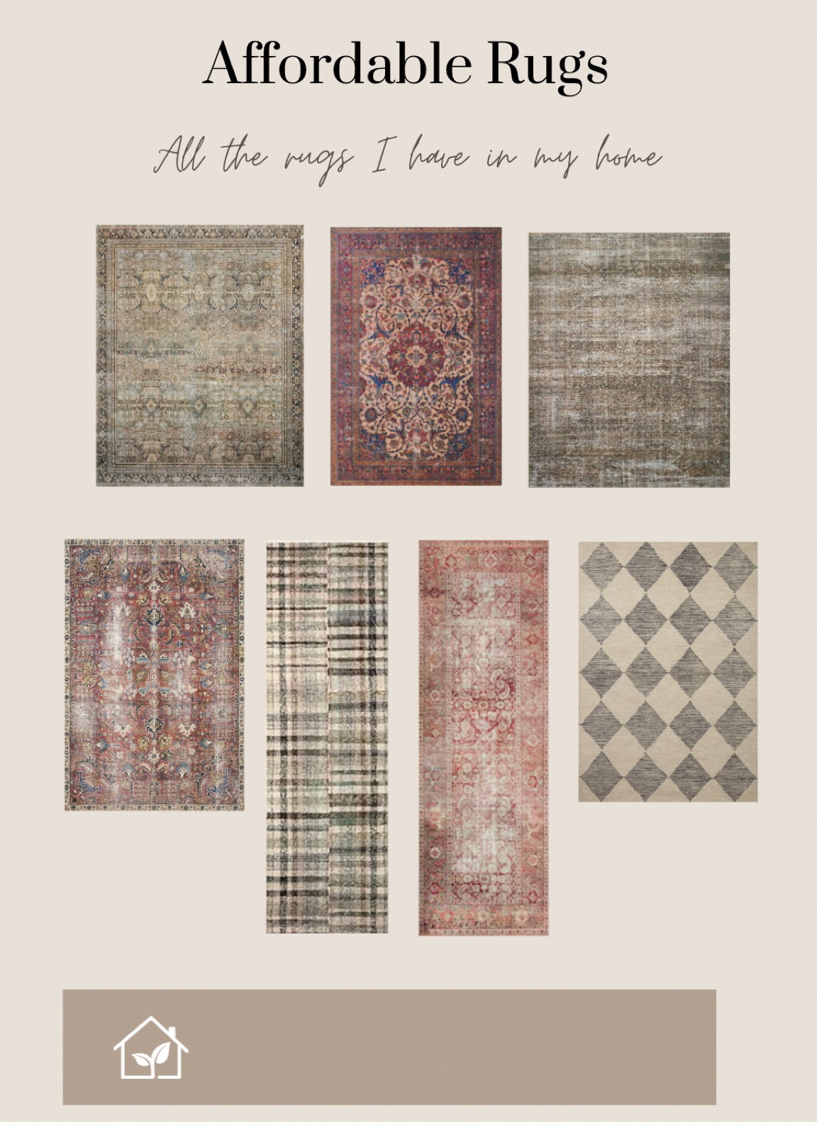 Here’s all the rugs I have in my home right now! All Loloi because the printed ones are so easy to wipe clean and the plush ones (cloud pile) are SO soft! They are designer looks at affordable prices 🙌🏻