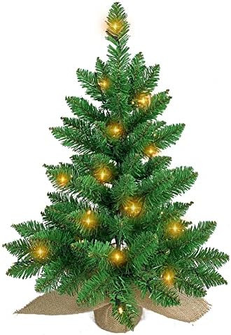 AISENO Mini Christmas Tree 24Inch Prelit Artificial Tabletop Tree Holiday Decoration with 35 Lights  | Amazon (US)