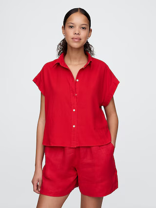 Linen-Blend Crop Shirt | Gap (US)
