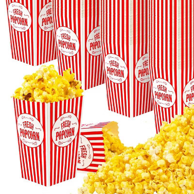Stock Your Home 30-oz Disposable Movie Theater Popcorn Boxes Red & White Striped (50 Count) | Target