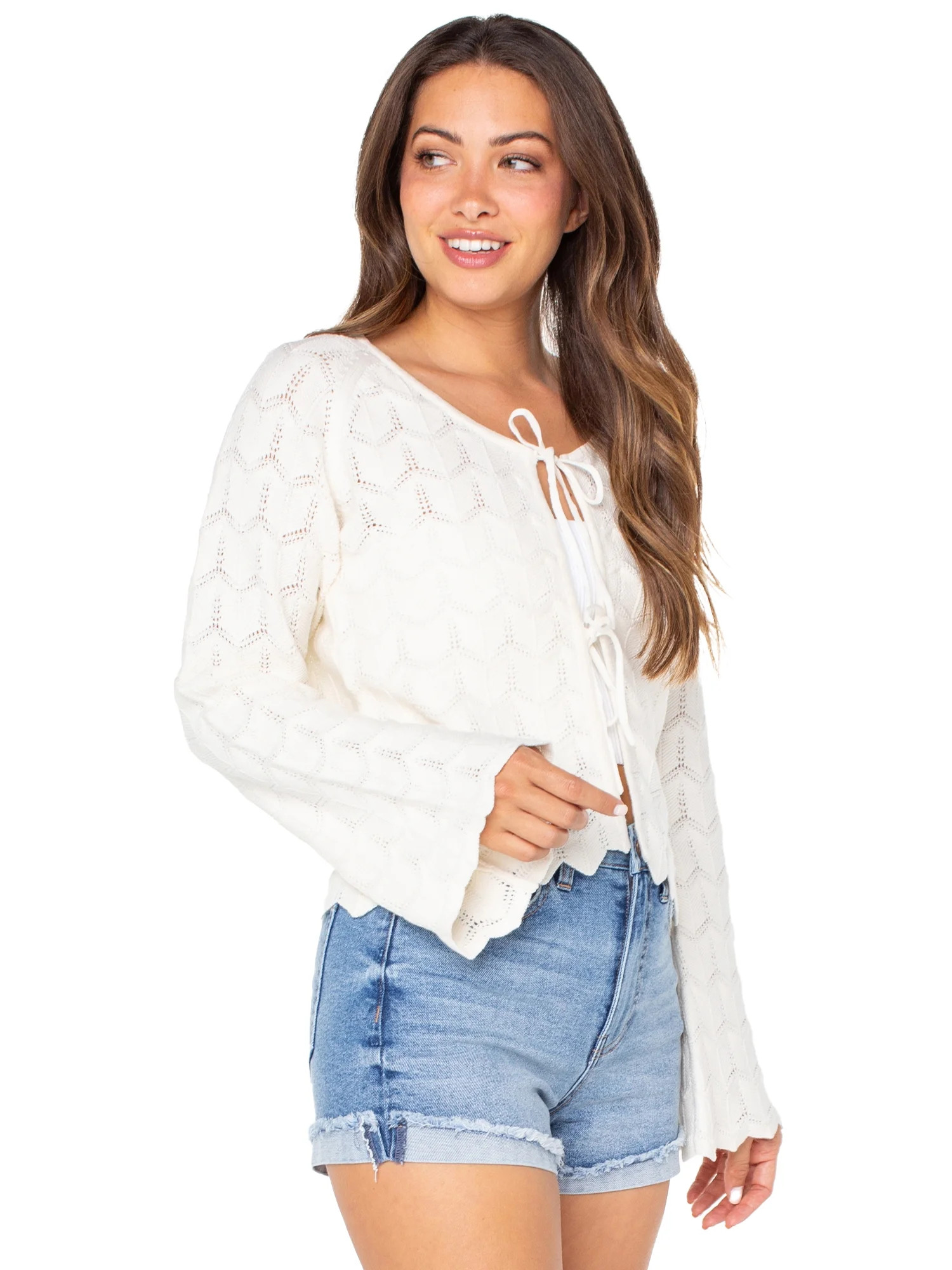 Celebrity Pink Juniors Tie Front Cardigan | Walmart (US)