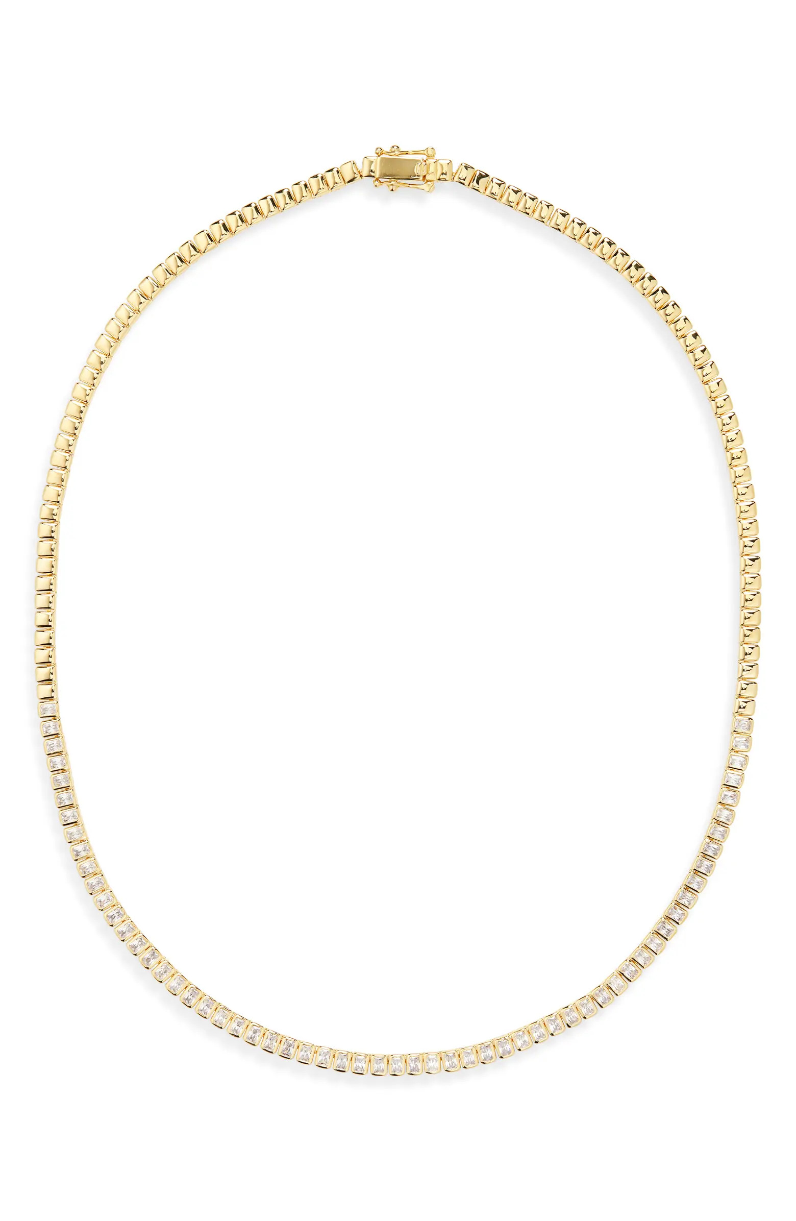 Nordstrom Baguette Cubic Zirconia Bezel Tennis Necklace | Nordstrom | Nordstrom