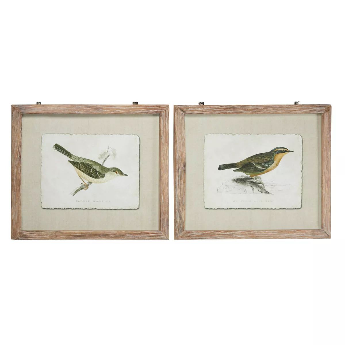 Wood Bird Framed Wall Art with Brown Frame Set of 2 Brown - Olivia & May | Target