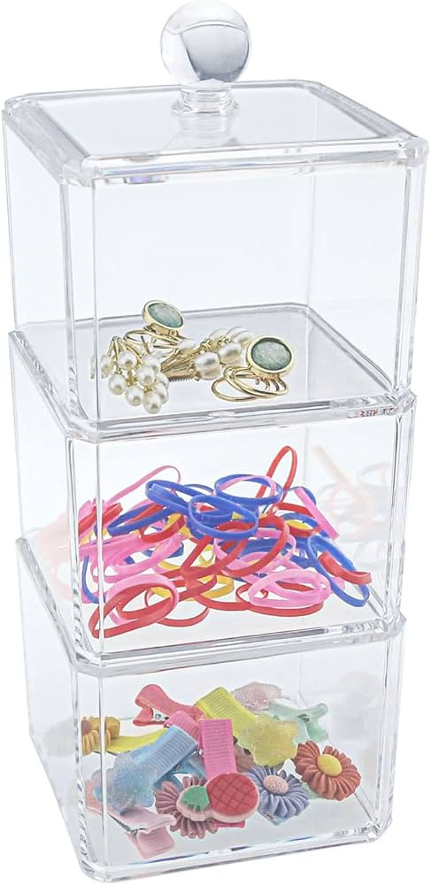 Amazon.com: LOHRYVIO Hair Accessories Organizer for Girls, 3 Stackable Hair Organizer Storage wit... | Amazon (US)