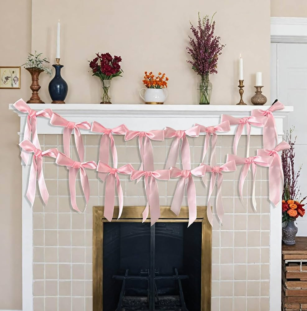 Pre-String Bow Garland Hanging Decortions, Coquette Garland Party Decors, 2Pack Bow Garlands for ... | Amazon (US)