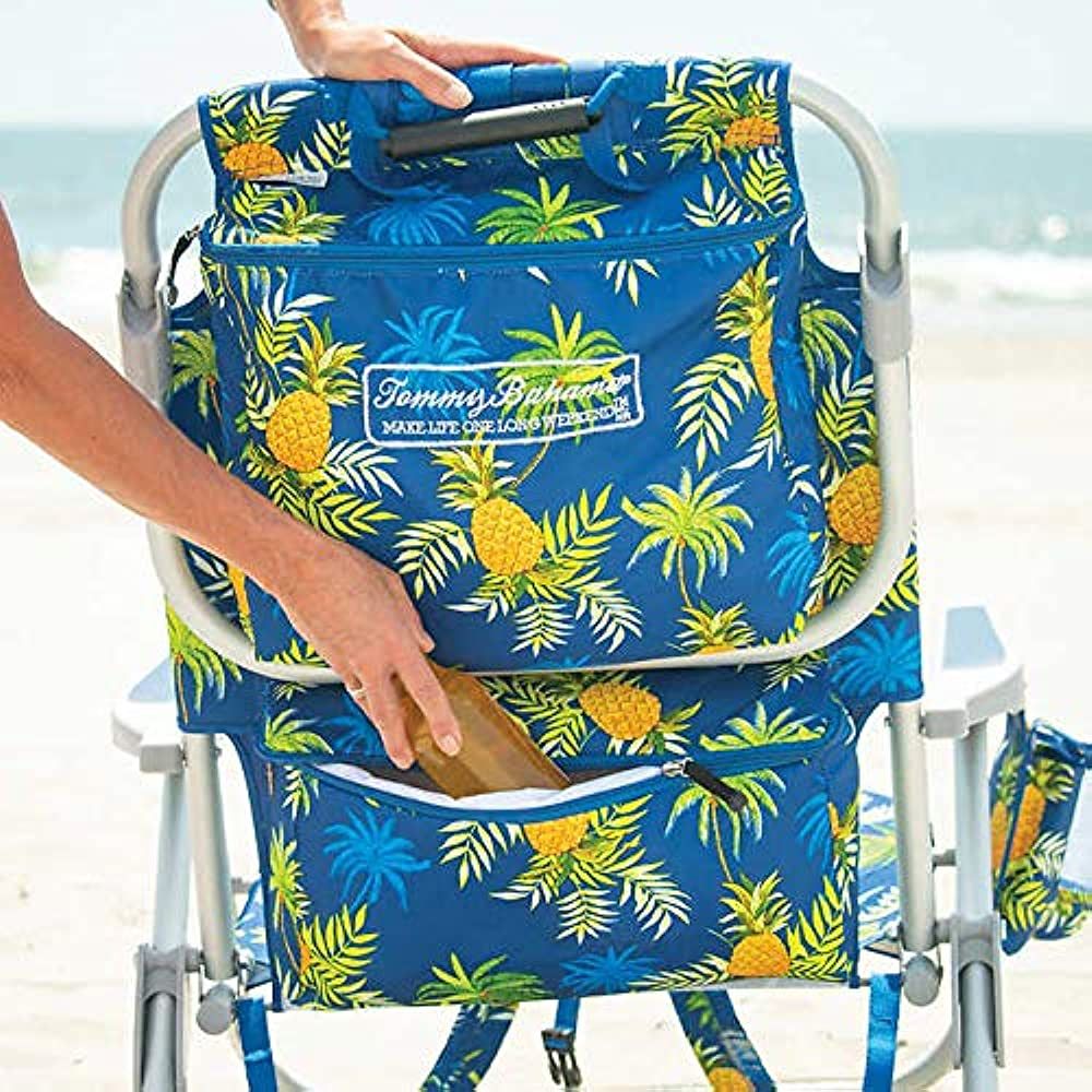 Tommy Bahama 2 2016 Backpack Cooler Beach Chair with Storage Pouch and Towel Bar (Green Floral) | Amazon (US)