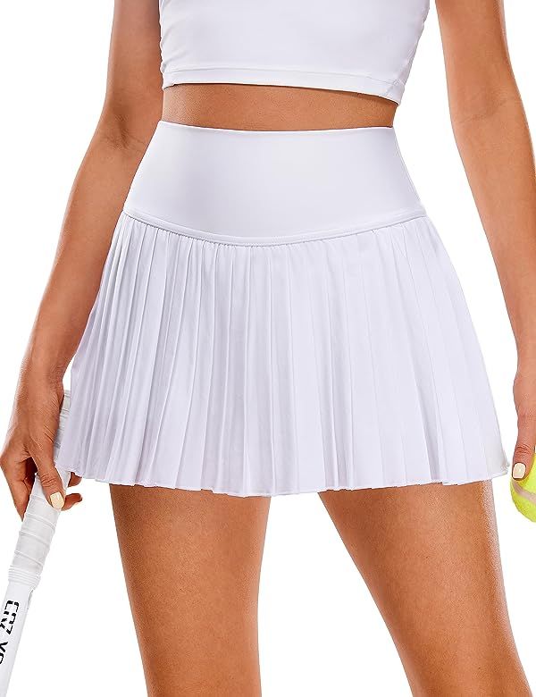 CRZ YOGA Women's High Waisted Pleated Tennis Skirts with Pockets Tummy Control Casual Liner Skorts A | Amazon (US)
