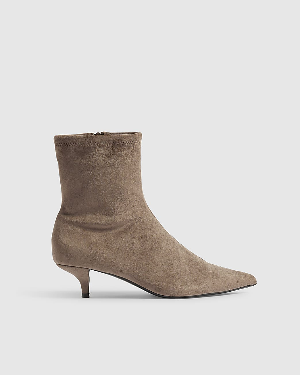 Beige Faux Suede Kitten Heel Sock Ankle Boots | River Island UK & IE