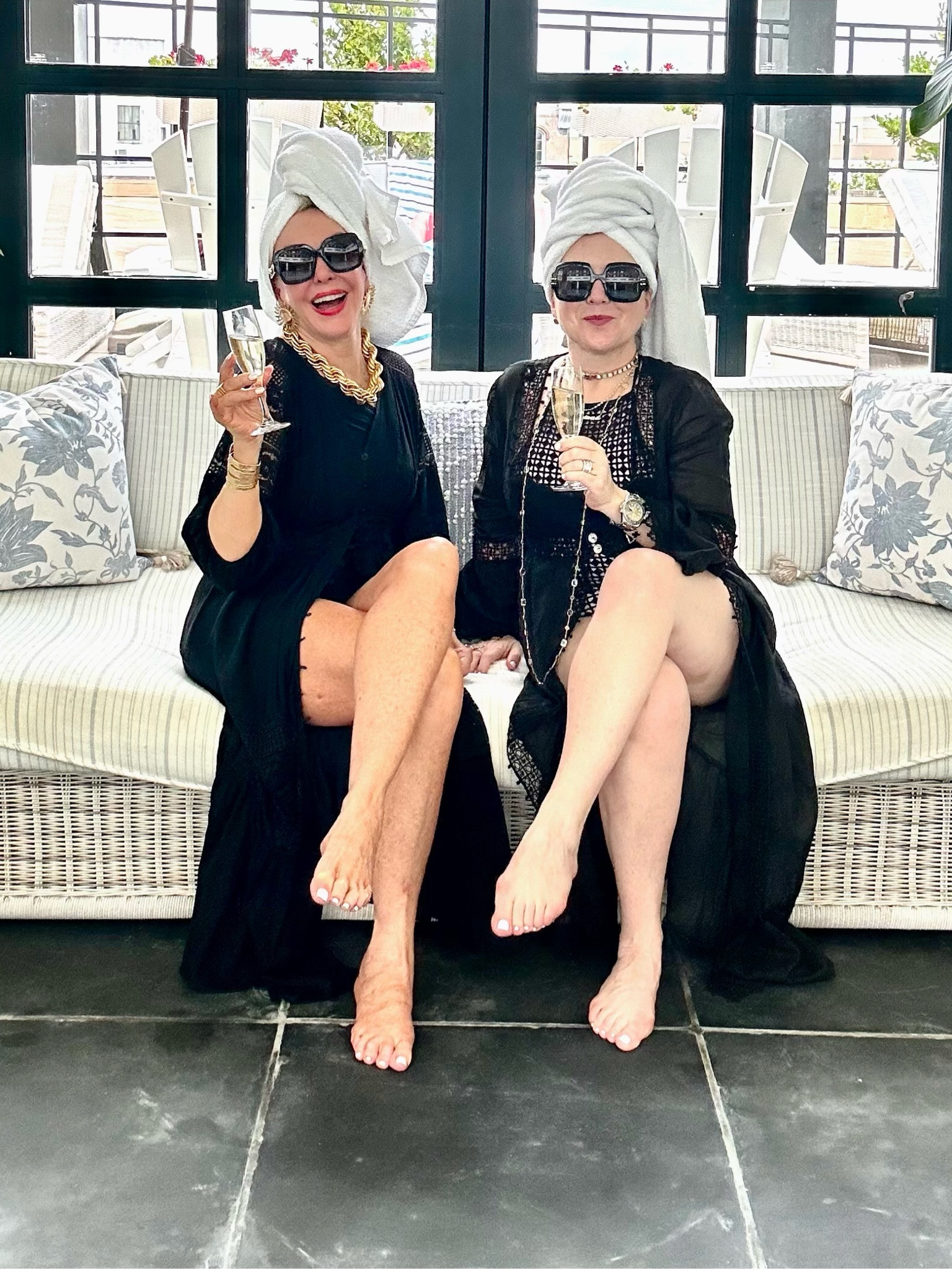 Just another day…. Hanging out with my girlfriend @thevintagecontessa @thecharlestonhouse hotel pool and spa. 
Swimsuit @miraclesuit 
Swimsuit coverup @amazonfashion @chanelofficial sunglasses 
@brinkerandeliza necklace 
#statementjewelry #swimsuitcoverup #miraclesuit #chanelsunglasses #blackonepieceswimsuit #over50swimwear #over50style

#LTKtravel #LTKSeasonal #LTKswim