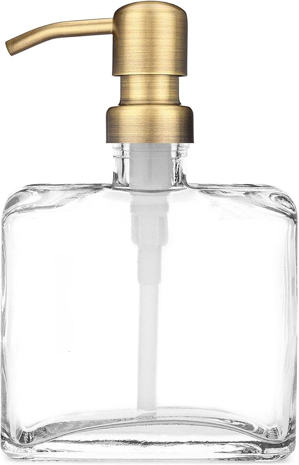 Rail19 Urban Square Recycled Glass Soap Dispenser with Metal Pump, 8.5oz (Farmhouse Brass) | Amazon (US)