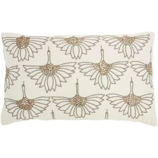 Mina Victory Sofia Ivory Floral 20 in. x 12 in. Rectangle Throw Pillow 077747 - The Home Depot | The Home Depot