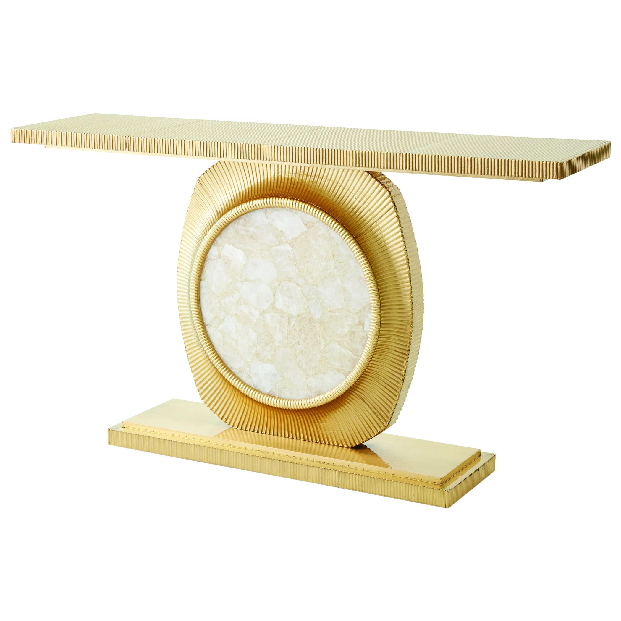 Opera Fluted Console-Brass w/Quartz Insert | Wayfair North America