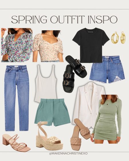 Spring outfit ideas, floral top, denim shorts, tan sandal, high rise jeans, espadrille sandal

#LTKSeasonal