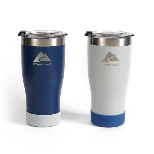 Ozark Trail 2 Pack Stainless Steel Vacuum Tumblers, 20oz, Navy and Silver - Walmart.com | Walmart (US)