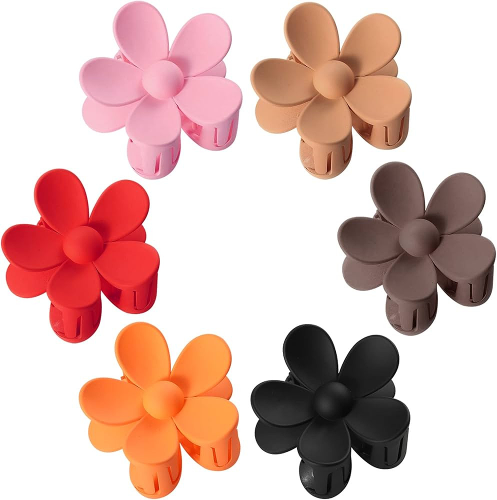 Flower Hair Clips 6PCS Flower Claw Clips Cute Hair Claw Clip Daisy Clips Matte Large Claw Clips S... | Amazon (US)