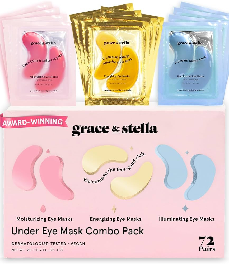 Under Eye Mask - Reduce Dark Circles, Puffy Eyes, Undereye Bags, Wrinkles - Vegan Gel Under Eye P... | Amazon (US)