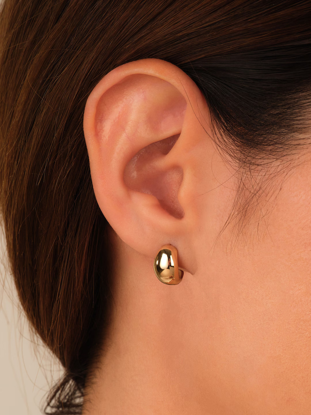 14k Gold Dome Hoop Earrings / Solid Gold Earrings For Women / 18k Gold Hoop Earrings /  Polished ... | Etsy (US)